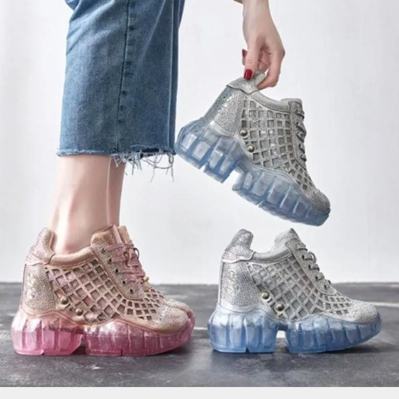 Women Sneakers Platform Bling Bling Crystal