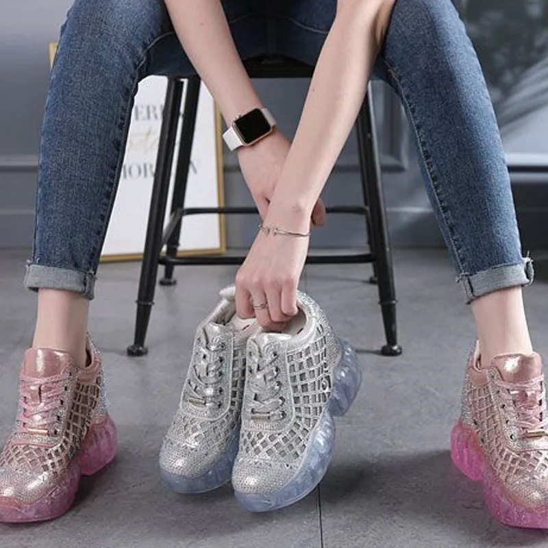Women Sneakers Platform Bling Bling Crystal