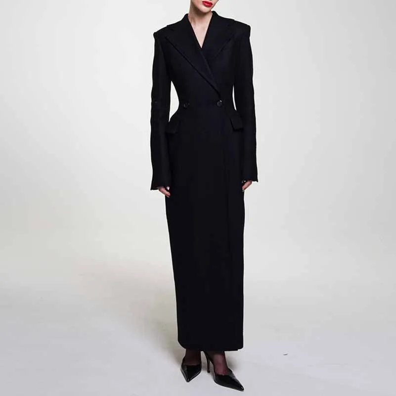 Women's Long Silhouette Coat Maxi Blazer