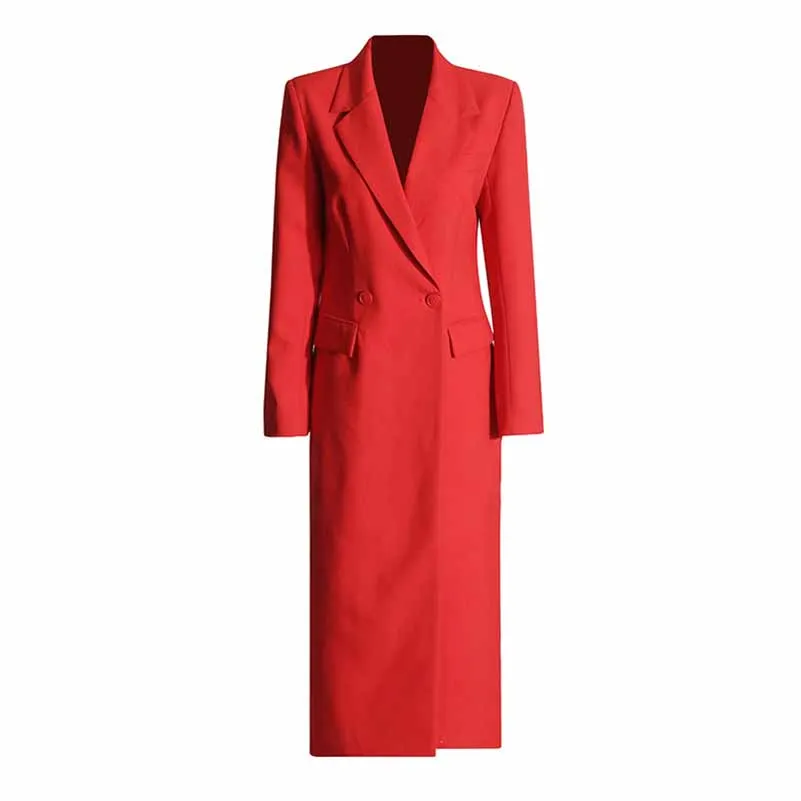 Women's Long Silhouette Coat Maxi Blazer