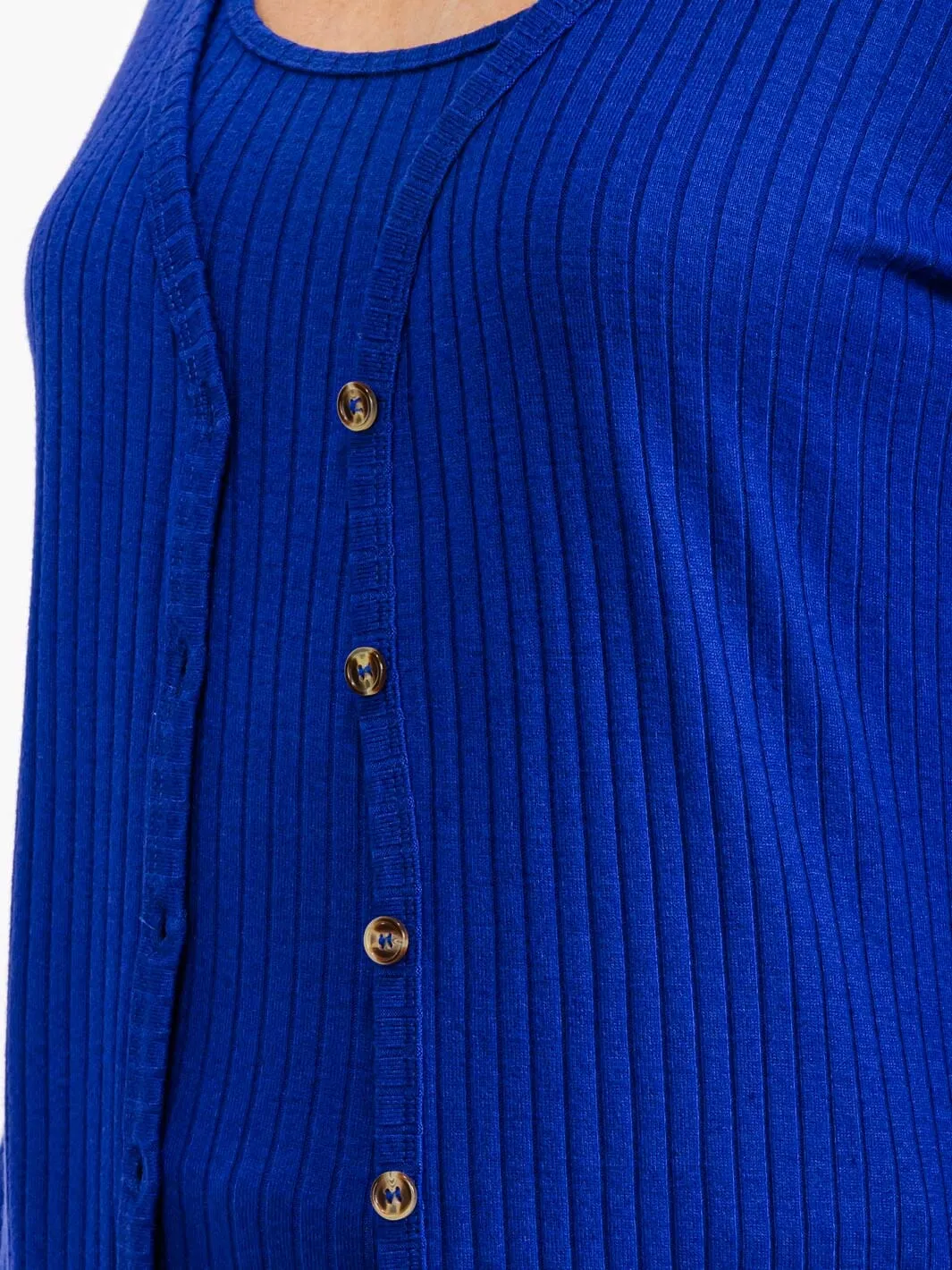WOMEN'S LONG SLEEVE BUTTON UP RIBBED CARDIGAN