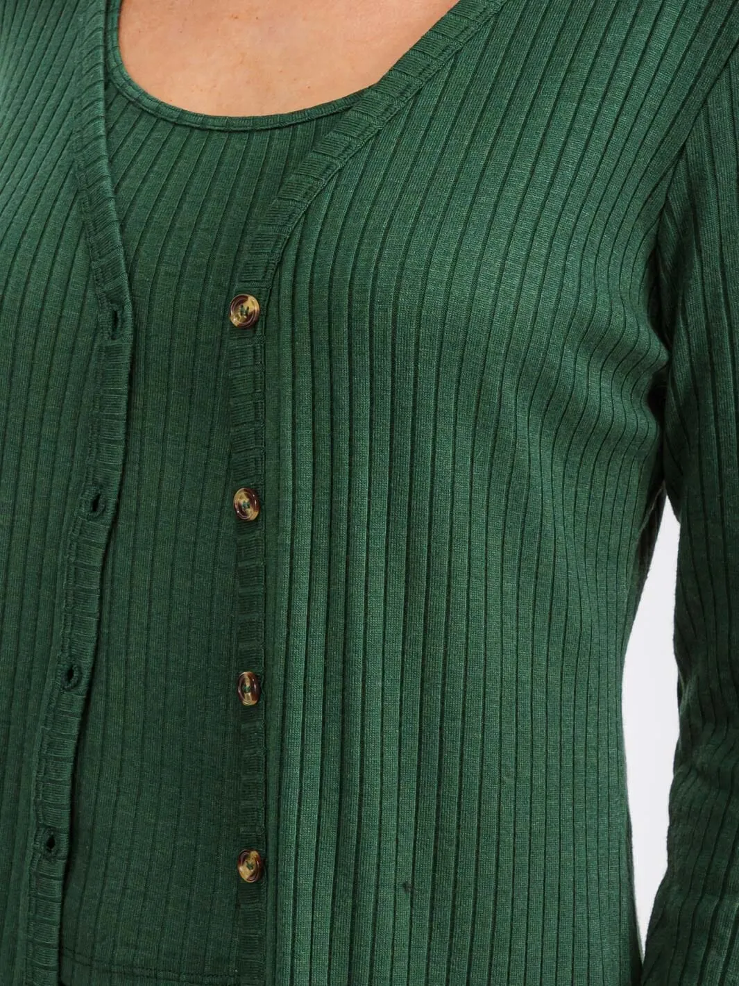 WOMEN'S LONG SLEEVE BUTTON UP RIBBED CARDIGAN
