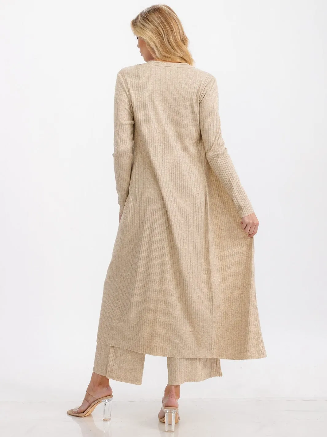 WOMEN'S LONG SLEEVE BUTTON UP RIBBED CARDIGAN