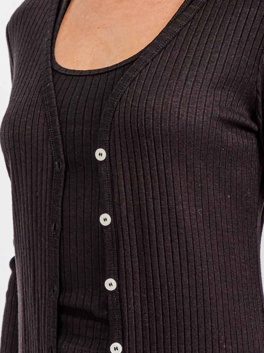 WOMEN'S LONG SLEEVE BUTTON UP RIBBED CARDIGAN