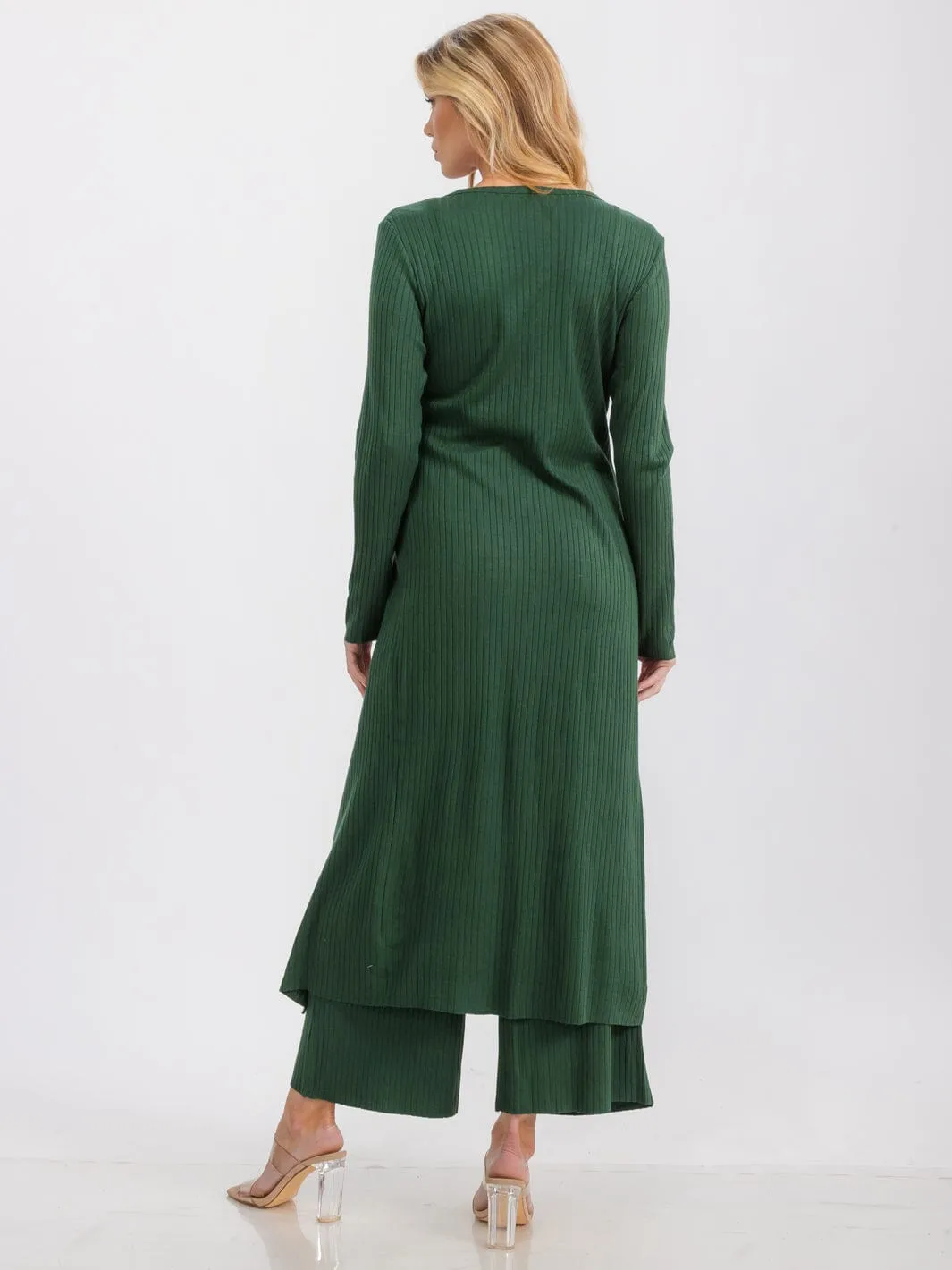 WOMEN'S LONG SLEEVE BUTTON UP RIBBED CARDIGAN