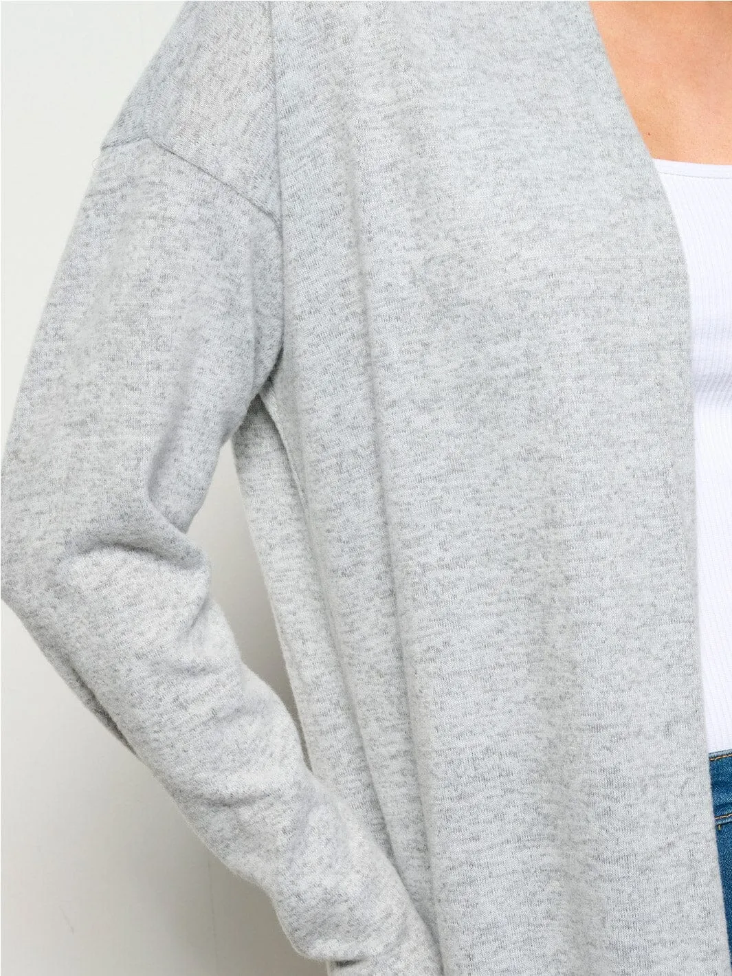 WOMEN'S LONG SLEEVE OPEN FRONT SOLID CARDIGAN