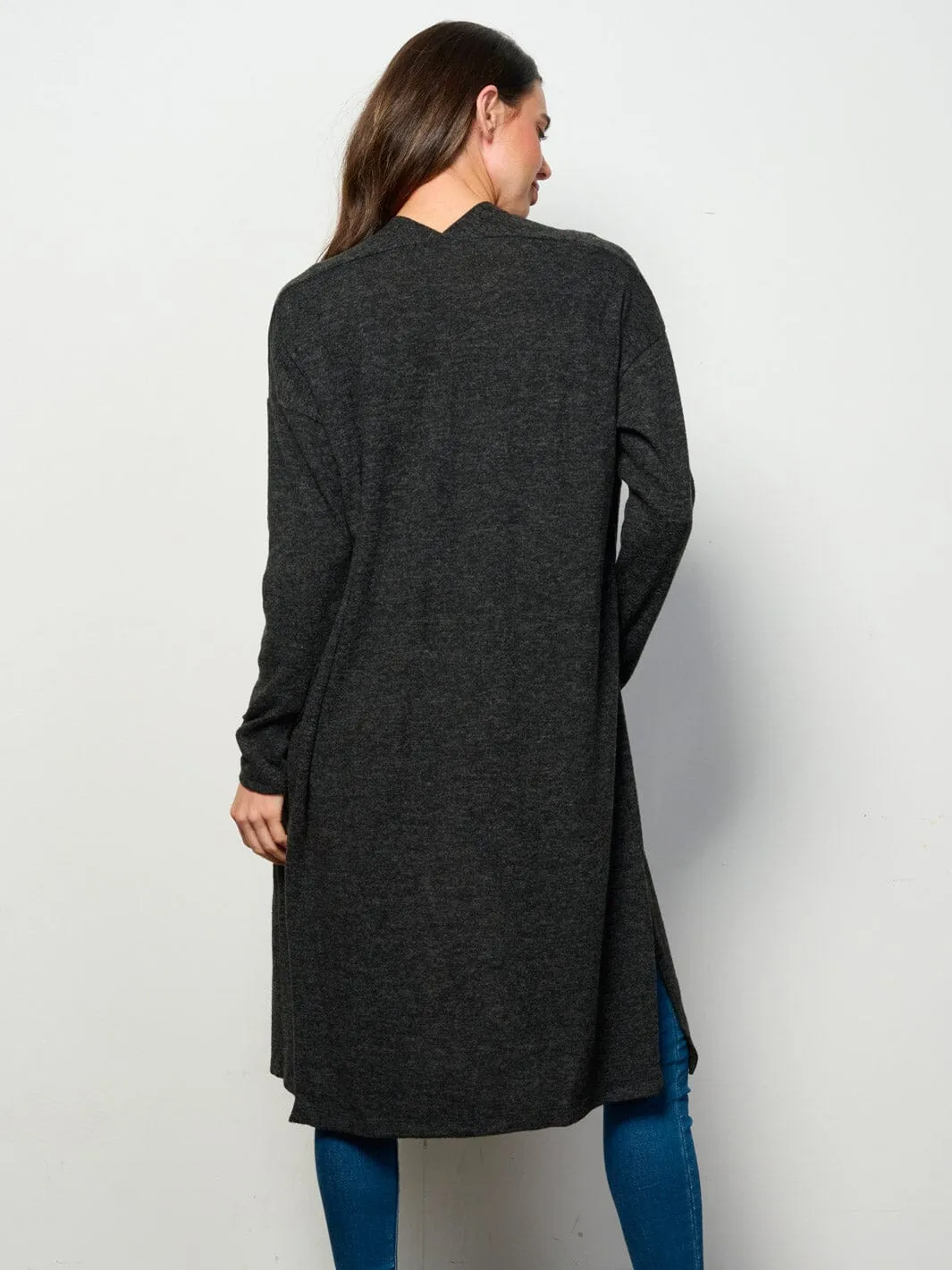 WOMEN'S LONG SLEEVE OPEN FRONT SOLID CARDIGAN
