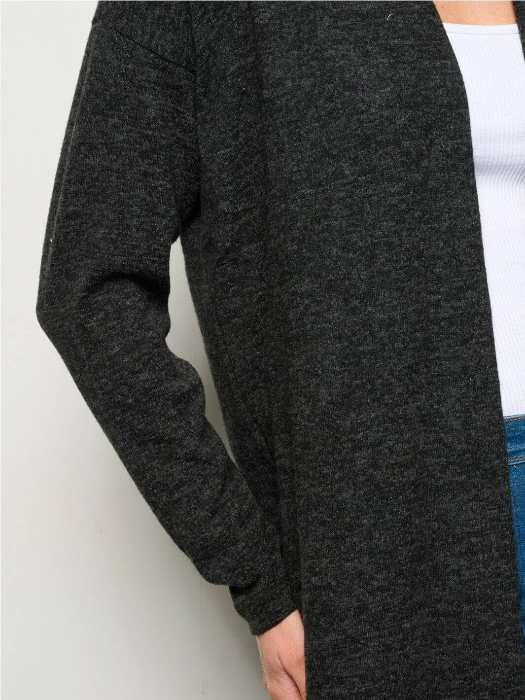 WOMEN'S LONG SLEEVE OPEN FRONT SOLID CARDIGAN