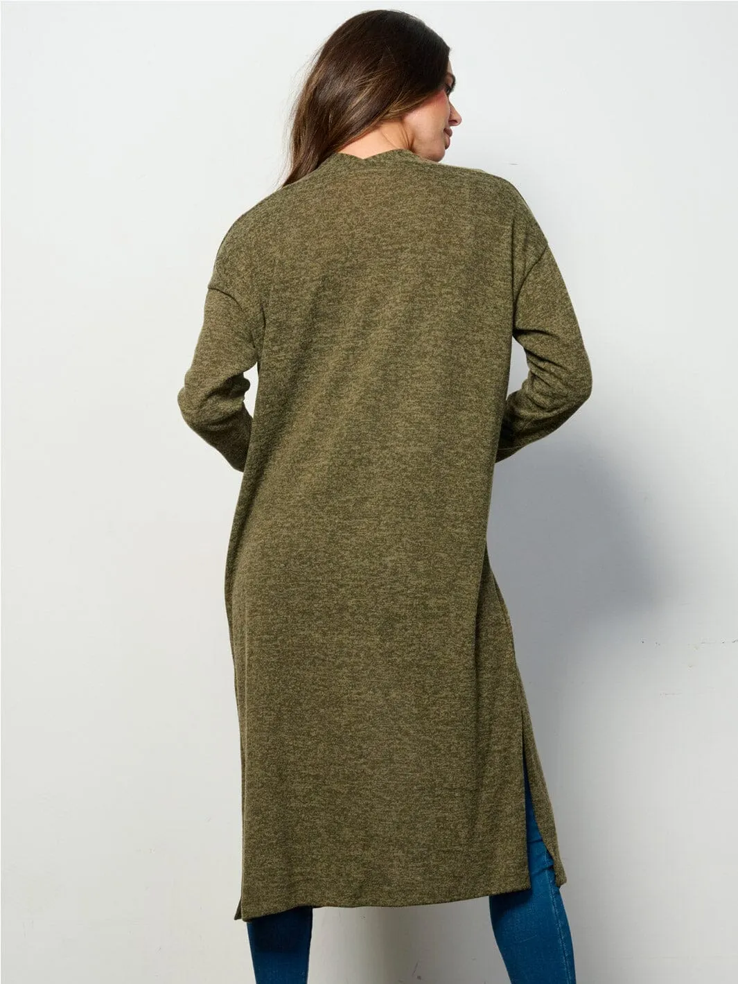 WOMEN'S LONG SLEEVE OPEN FRONT SOLID CARDIGAN