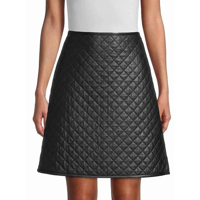 Women’s Quilted Leather Skirt – Edgy & Elegant