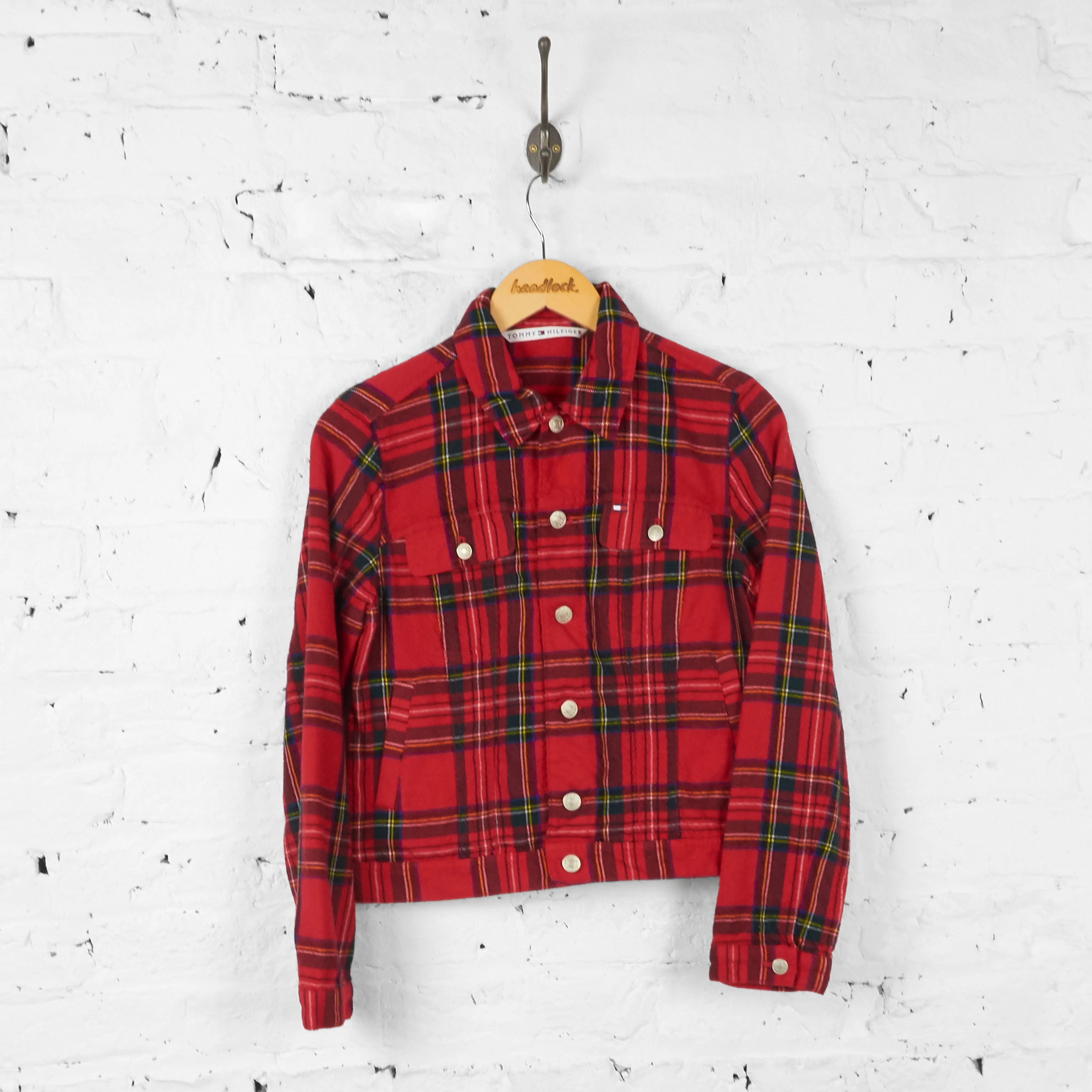 Womens Tommy Hilfiger 90s Tartan Check Jacket - Red - Womens M