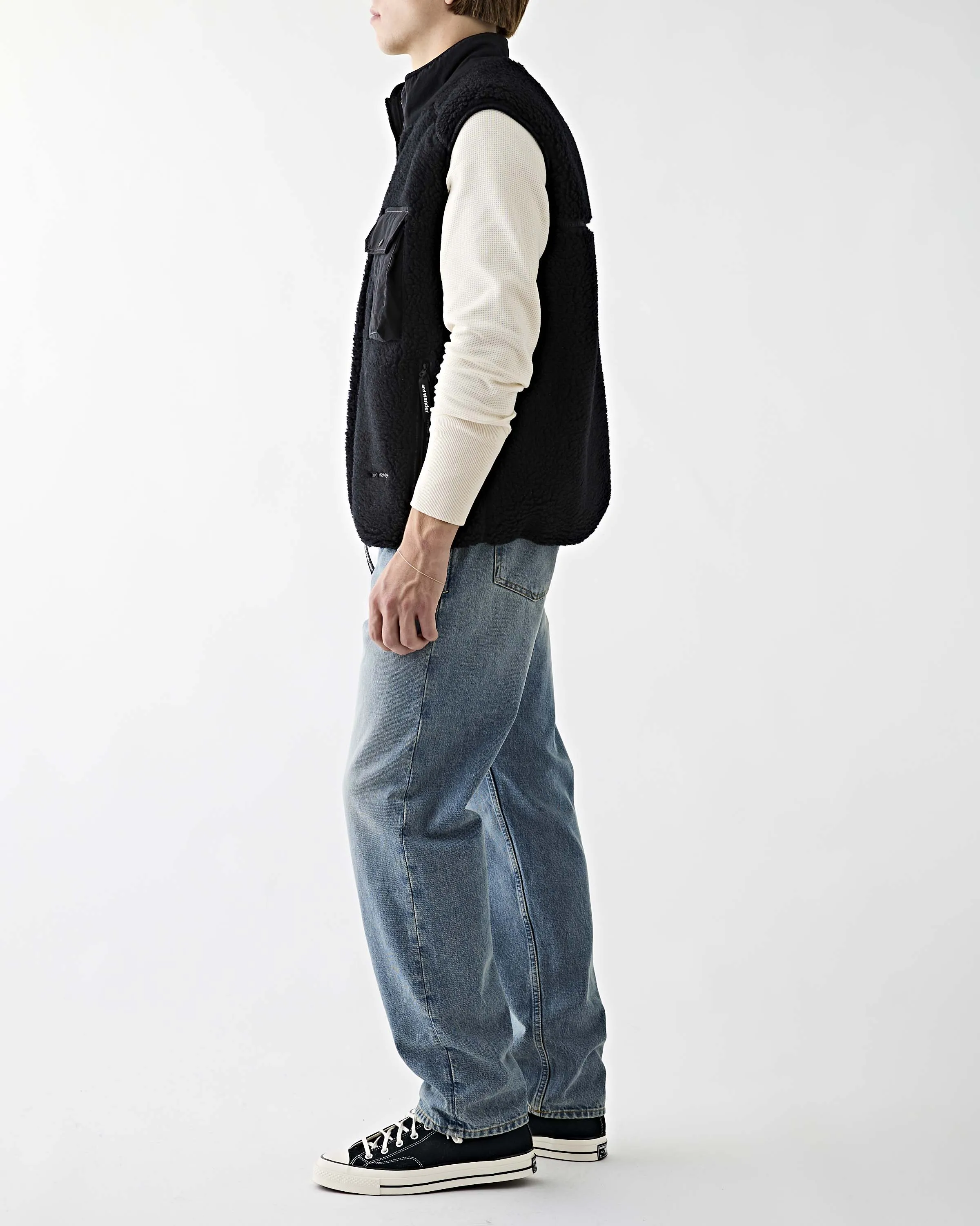 Wool Boa Vest Black