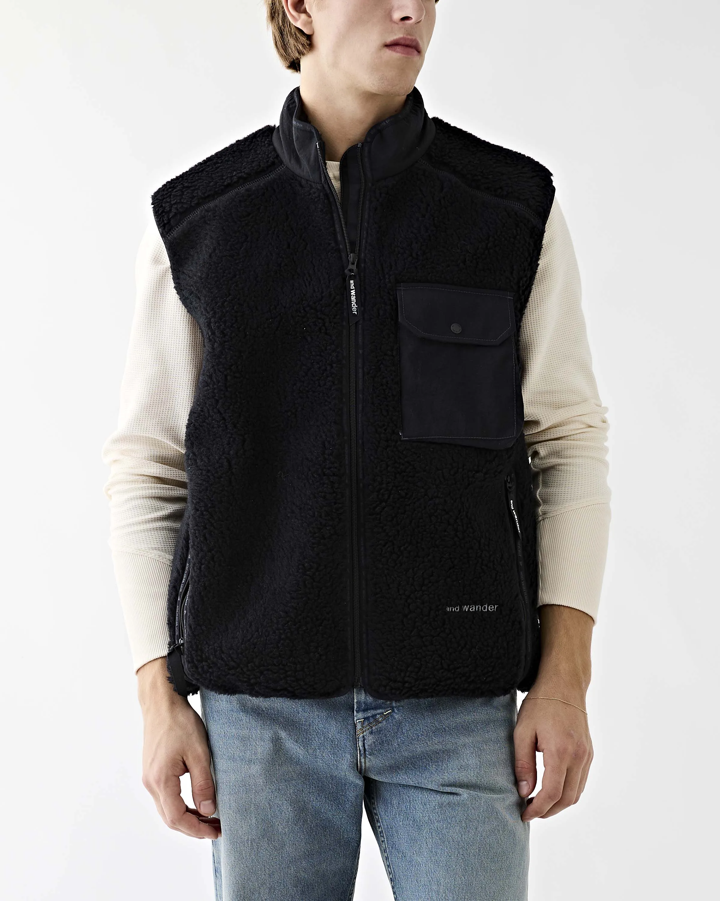 Wool Boa Vest Black