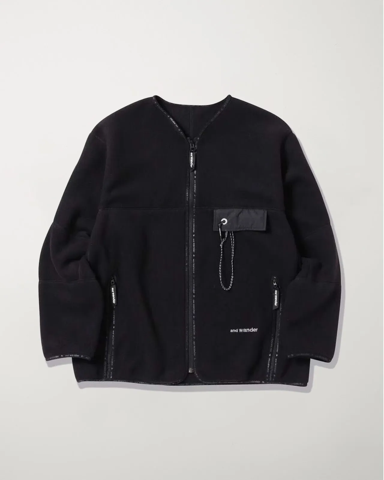 Wool Fleece Cardigan Black