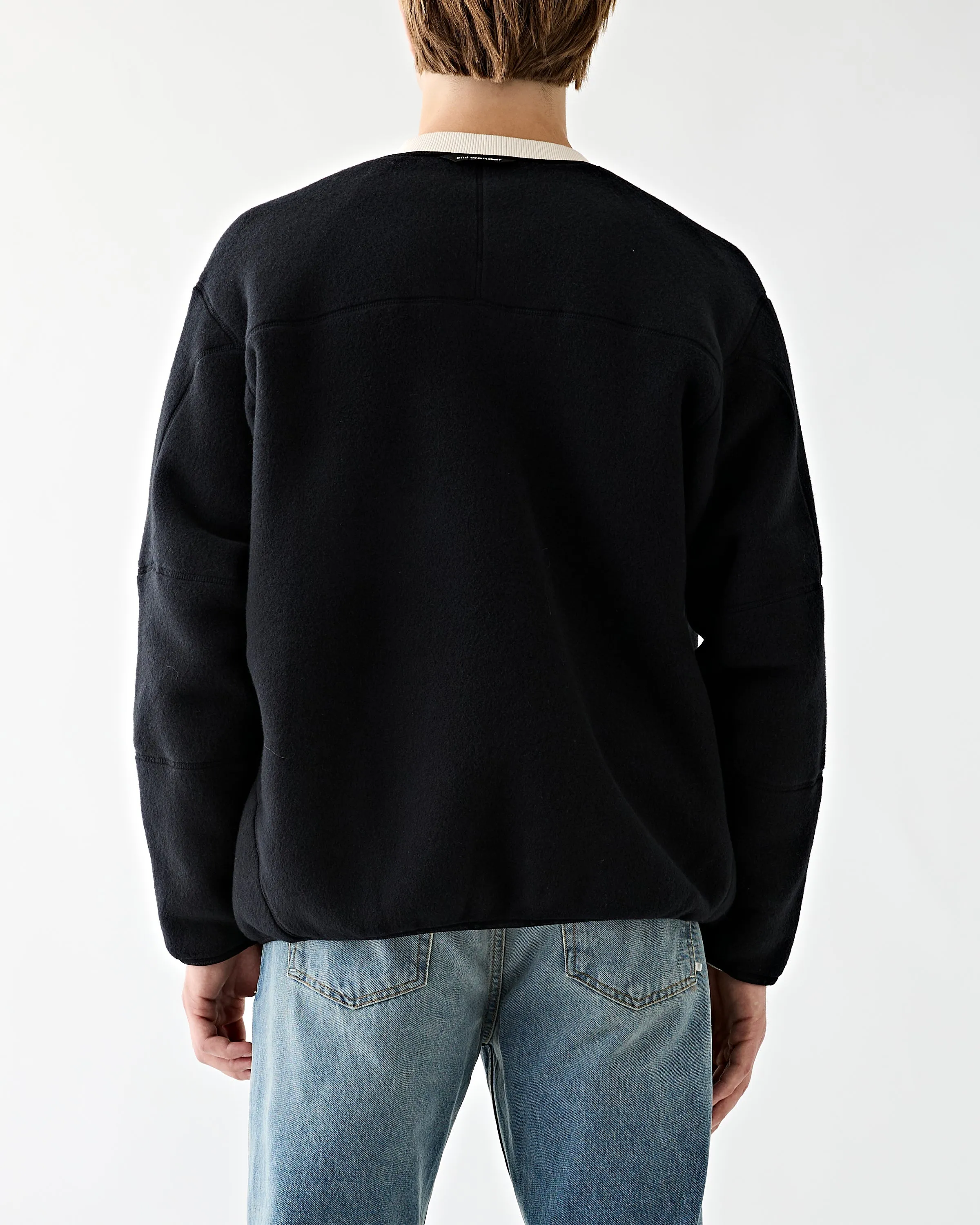 Wool Fleece Cardigan Black