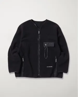 Wool Fleece Cardigan Black