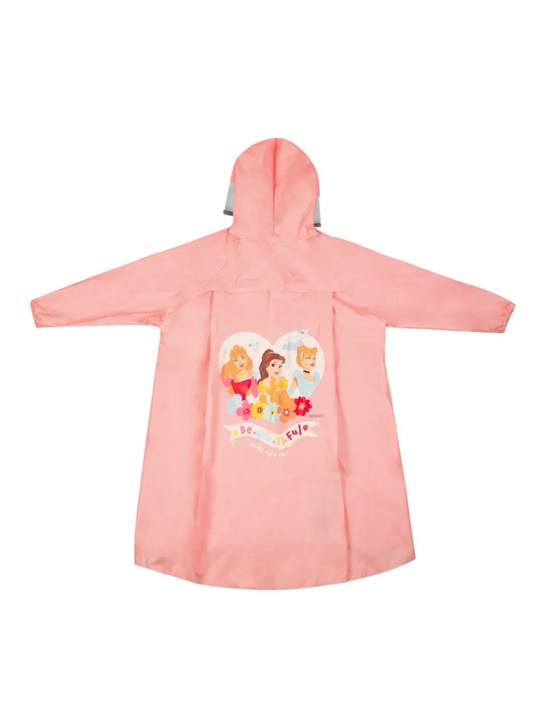 Yellow Bee Girls' Pink Disney Raincoat Featuring with Ariel, Belle, Cinderella, Aurora Design