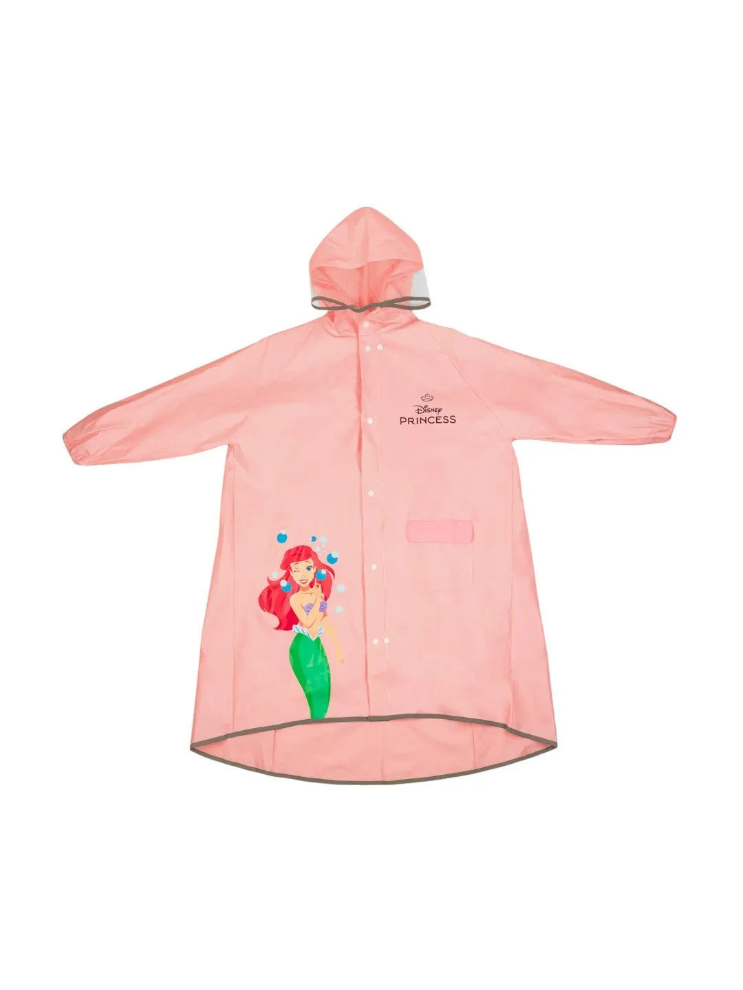Yellow Bee Girls' Pink Disney Raincoat Featuring with Ariel, Belle, Cinderella, Aurora Design
