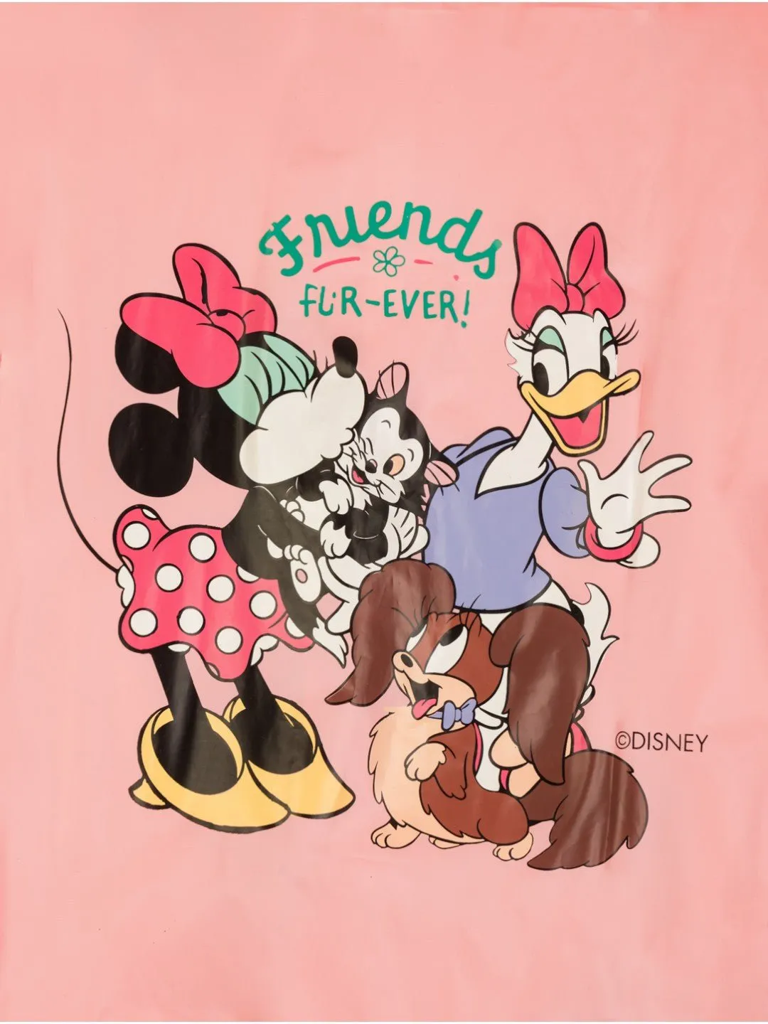 Yellow Bee Girls' Pink Disney Raincoat – Minnie Mouse, Daisy Duck & Figaro “Friends Forever” Design