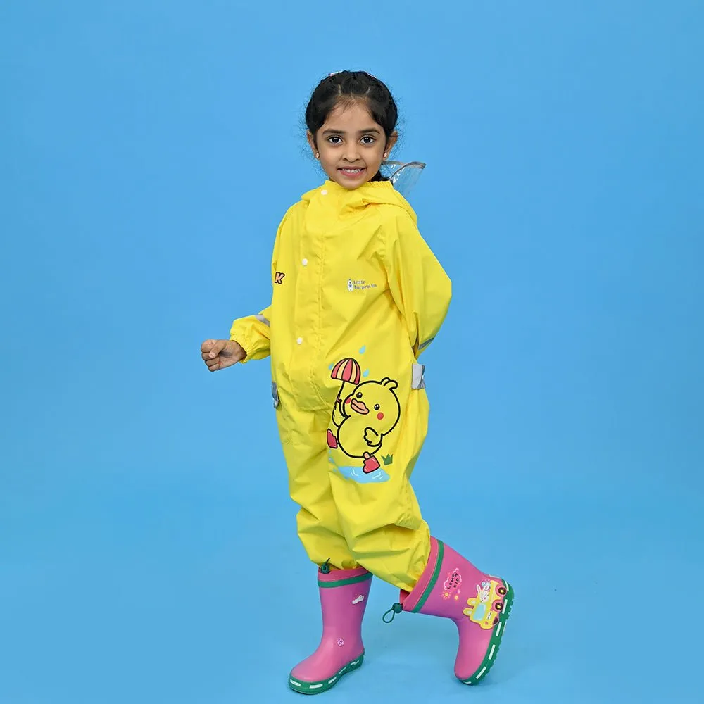 Yellow Duckling theme full Jumpsuit Style Raincoat for Toddlers and Kids