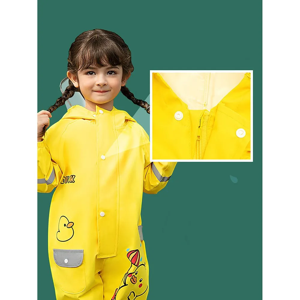 Yellow Duckling theme full Jumpsuit Style Raincoat for Toddlers and Kids