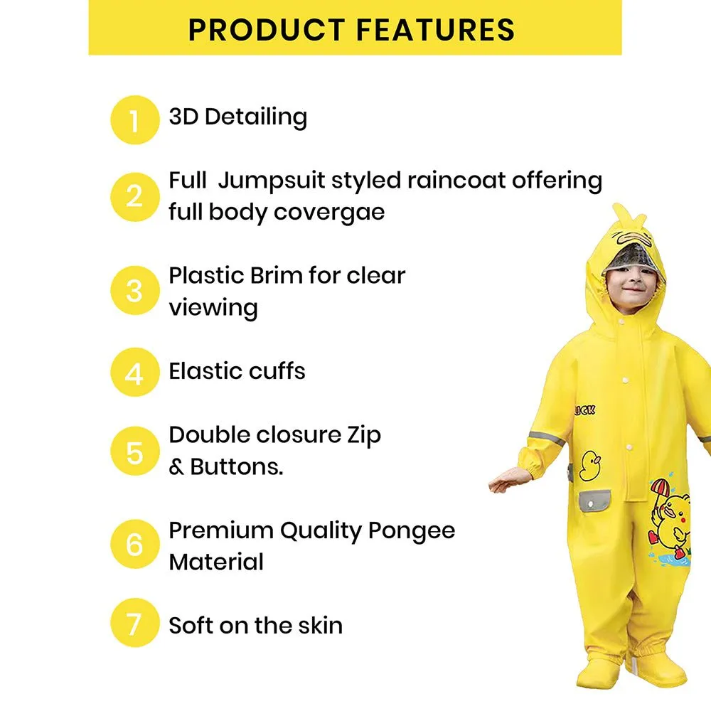 Yellow Duckling theme full Jumpsuit Style Raincoat for Toddlers and Kids