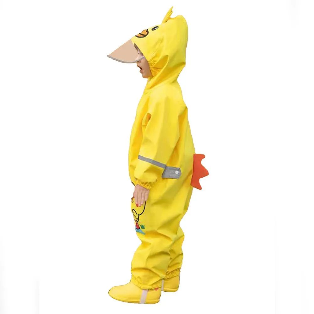Yellow Duckling theme full Jumpsuit Style Raincoat for Toddlers and Kids