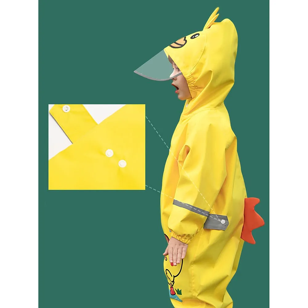 Yellow Duckling theme full Jumpsuit Style Raincoat for Toddlers and Kids