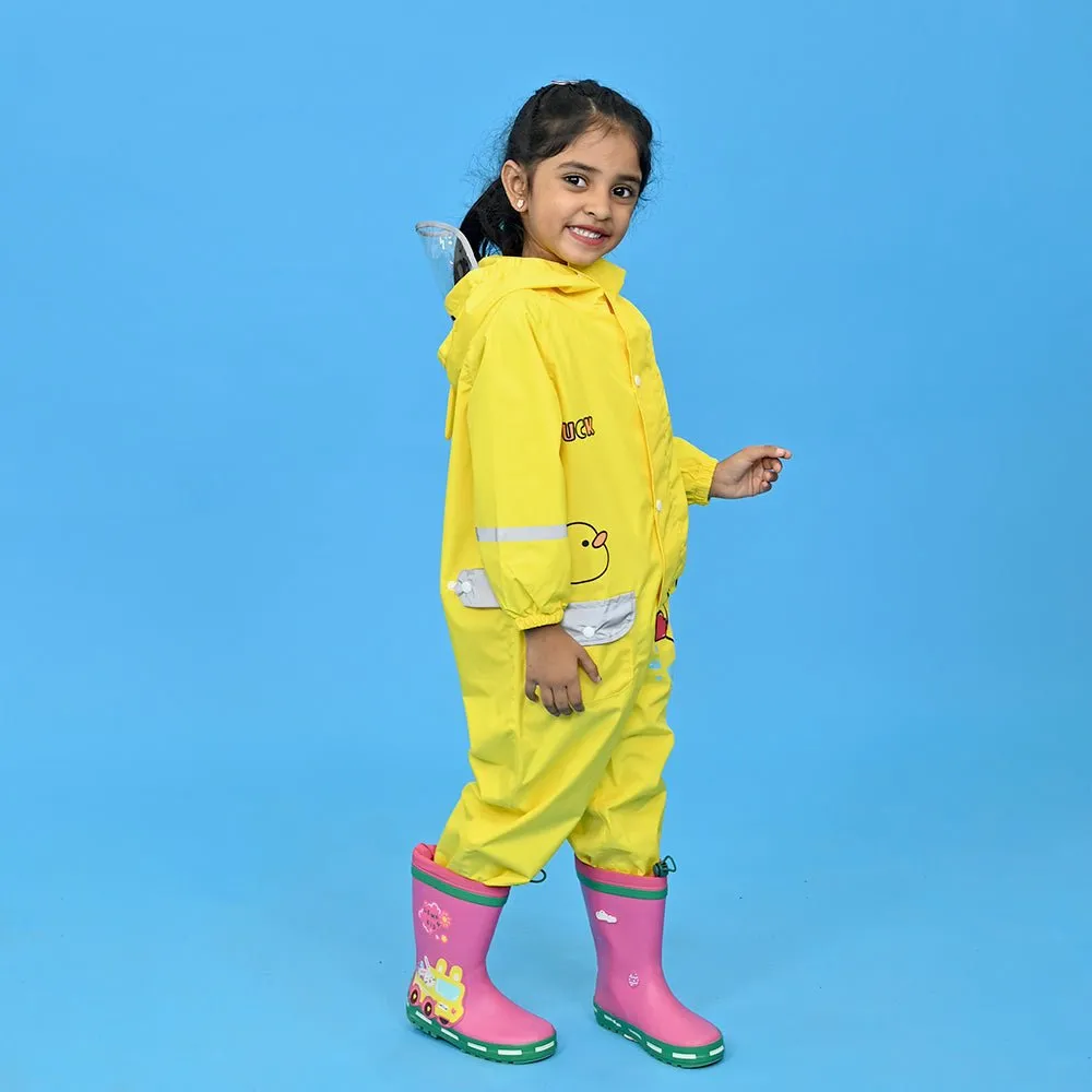 Yellow Duckling theme full Jumpsuit Style Raincoat for Toddlers and Kids