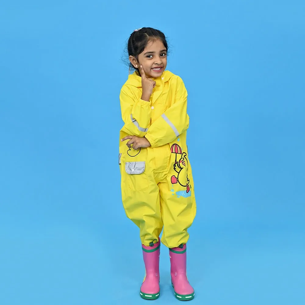 Yellow Duckling theme full Jumpsuit Style Raincoat for Toddlers and Kids