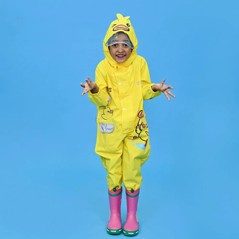 Yellow Duckling theme full Jumpsuit Style Raincoat for Toddlers and Kids