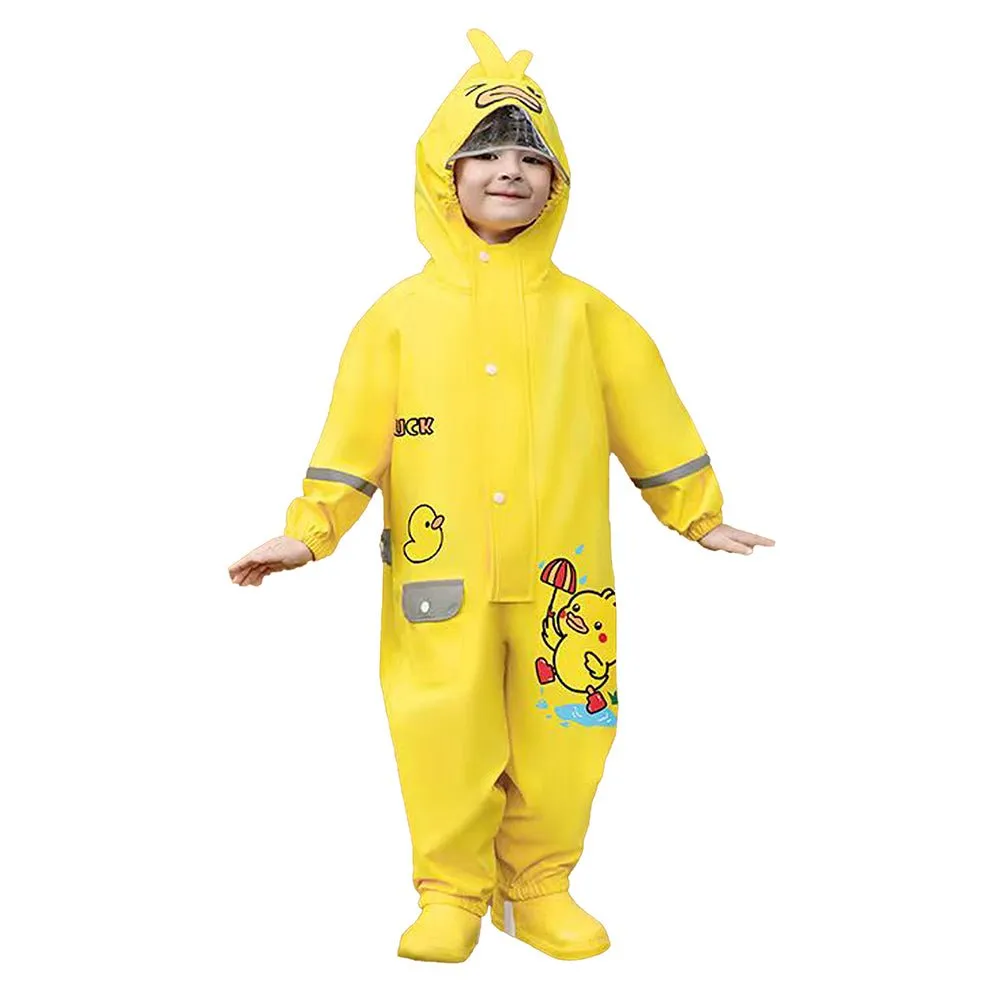 Yellow Duckling theme full Jumpsuit Style Raincoat for Toddlers and Kids