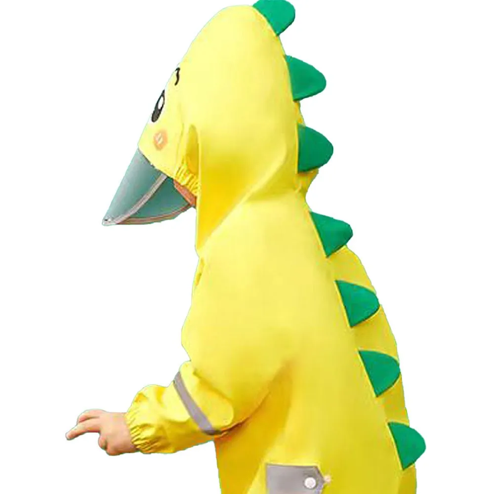 Yellow Parachute Dino theme full Jumpsuit Style Raincoat for Toddlers and Kids